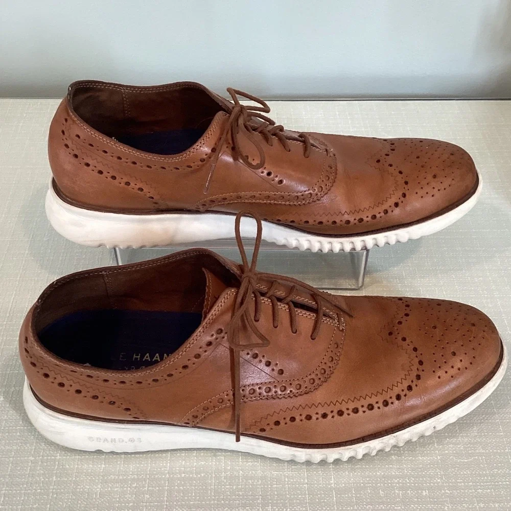 Cole Haan Grand.OS British Tan Leather Wingtip Oxford Shoe Sneaker C31532 Sz 13M